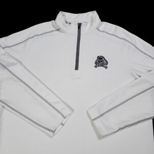 East Carolina Pirates Shirt Men L White Gray Under Armour 1/4 Zip ECU Pullover
